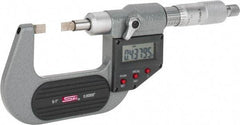 SPI - 0mm to 25mm Electronic Painted Blade Micrometer - 0.003mm Accuracy, 0.75mm Blade Thickness, Ratchet Stop Thimble - Apex Tool & Supply