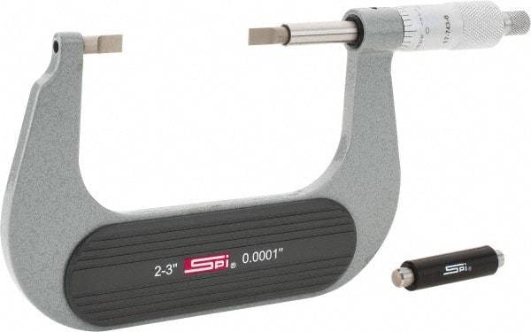 SPI - 2" to 3" Mechanical Painted Blade Micrometer - 0.0002" Accuracy, 0.03" Blade Thickness, Ratchet Stop Thimble - Apex Tool & Supply