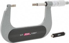 SPI - 2" to 3" Mechanical Painted Blade Micrometer - 0.0002" Accuracy, 0.03" Blade Thickness, Ratchet Stop Thimble - Apex Tool & Supply
