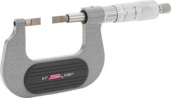 SPI - 0" to 1" Mechanical Painted Blade Micrometer - 0.0001" Accuracy, 0.03" Blade Thickness, Ratchet Stop Thimble - Apex Tool & Supply