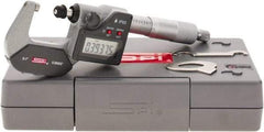 SPI - 0 to 1" Range, 0.00005" Resolution, Standard Throat IP65 Electronic Outside Micrometer - 0.0001" Accuracy, Ratchet Stop Thimble, Carbide Face, LR44 Battery, Includes NIST Traceable Certification of Inspection - Apex Tool & Supply