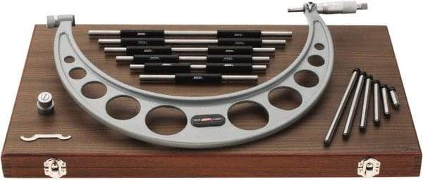 SPI - Mechanical, 6 to 12 Range, Carbide Face Interchangeable Anvil Micrometer - 0.0003" Accuracy, 0.0001" Graduation - Apex Tool & Supply