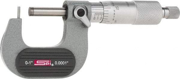 SPI - 0 to 1 Inch Range, 0.0001 Inch Graduation, A Anvil, Ratchet Stop Thimble, Mechanical Tube Micrometer - 0.0001 Inch Accuracy, Carbide Face - Apex Tool & Supply