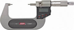 SPI - 0 to 1 Inch, 1.26 Inch Throat Depth, Electronic Spline Micrometer - 0.0001 Inch Accuracy, 0.00005 Inch Graduation, 0.25 Inch Spindle Diameter, 3mm Head Diameter, Ratchet Stop Thimble, Data Output - Apex Tool & Supply