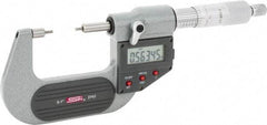SPI - 0 to 1 Inch, 1.26 Inch Throat Depth, Electronic Spline Micrometer - 0.0001 Inch Accuracy, 0.00005 Inch Graduation, 0.25 Inch Spindle Diameter, 2mm Head Diameter, Ratchet Stop Thimble, Data Output - Apex Tool & Supply