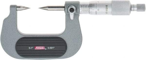 SPI - 1 Inch, Ratchet Stop, Mechanical Point Micrometer - Accurate up to 0.0001 Inch, 30° Point Angle - Apex Tool & Supply