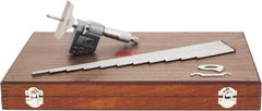 SPI - 0 to 300mm Range, 2-1/2" Base Length, 12 Rods, Ratchet Stop Thimble, Electronic Depth Micrometer - IP65, 0.00005" Resolution, Accurate to 0.007mm, 0.176" Rod Diam, LR44 Battery, Data Output - Apex Tool & Supply