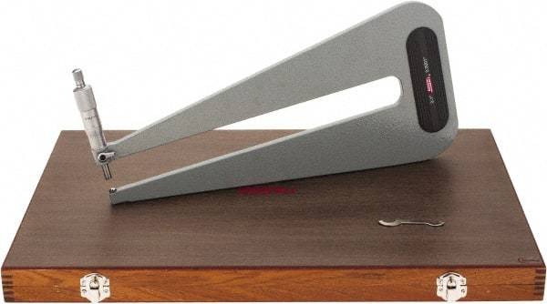 SPI - 0 to 1" Range, 0.0001" Graduation, Mechanical Outside Micrometer - Ratchet Stop Thimble, 12" Throat Depth, Accurate to 0.0003" - Apex Tool & Supply