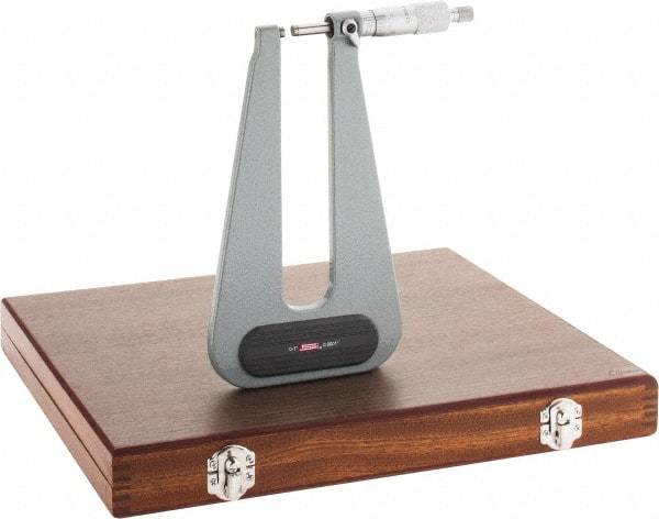 SPI - 0 to 1" Range, 0.0001" Graduation, Mechanical Outside Micrometer - Ratchet Stop Thimble, 6" Throat Depth, Accurate to 0.0003" - Apex Tool & Supply