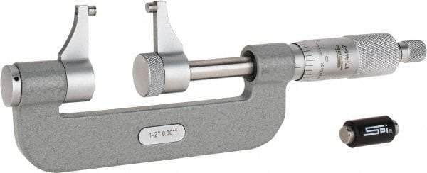 SPI - 1 to 2" Range, 0.001" Graduation, Mechanical Outside Micrometer - Ratchet Stop Thimble, Accurate to 0.00025" - Apex Tool & Supply