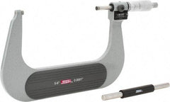 SPI - 5 to 6" Range, 0.0001" Graduation, Mechanical Outside Micrometer - Ratchet Stop Thimble, 3.23" Throat Depth, Accurate to 0.0002", Digital Counter - Apex Tool & Supply