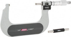 SPI - 3 to 4" Range, 0.0001" Graduation, Mechanical Outside Micrometer - Ratchet Stop Thimble, 2-1/4" Throat Depth, Accurate to 0.0002", Digital Counter - Apex Tool & Supply