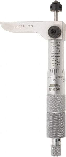 SPI - 0 to 4" Range, 4 Rod, Mechanical Depth Micrometer - Ratchet Stop Thimble, 2-1/4" Base Length, 0.001" Graduation, 4.5mm Rod Diam - Apex Tool & Supply
