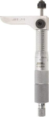 SPI - 0 to 4" Range, 4 Rod, Mechanical Depth Micrometer - Ratchet Stop Thimble, 2-1/4" Base Length, 0.001" Graduation, 4.5mm Rod Diam - Apex Tool & Supply