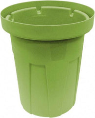Made in USA - 35 Gal Green Round Trash Can - Polyethylene, None Graphic, Lid Not Included - Apex Tool & Supply