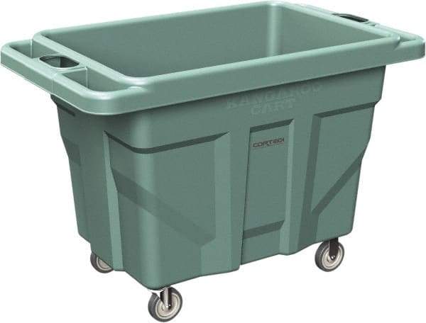Made in USA - 1,000 Lb Load Capacity, 18.67 Cu Ft, 15 Bushels, 0.67 Cu Yd, Polyethylene Delivery Cart - 53" Wide x 31" Long x 38" High, Green - Apex Tool & Supply