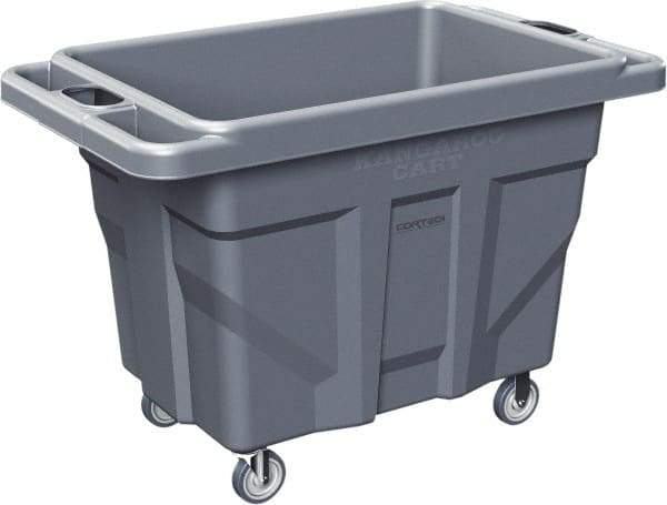 Made in USA - 1,000 Lb Load Capacity, 18.67 Cu Ft, 15 Bushels, 0.67 Cu Yd, Polyethylene Delivery Cart - 53" Wide x 31" Long x 38" High, Blue/Gray - Apex Tool & Supply