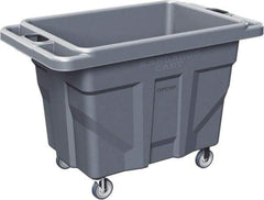 Made in USA - 1,000 Lb Load Capacity, 18.67 Cu Ft, 15 Bushels, 0.67 Cu Yd, Polyethylene Delivery Cart - 53" Wide x 31" Long x 38" High, Blue/Gray - Apex Tool & Supply