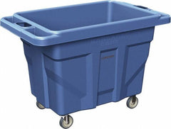 Made in USA - 1,000 Lb Load Capacity, 18.67 Cu Ft, 15 Bushels, 0.67 Cu Yd, Polyethylene Delivery Cart - 53" Wide x 31" Long x 38" High, Blue - Apex Tool & Supply