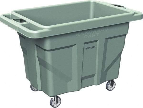 Made in USA - 1,000 Lb Load Capacity, 18.67 Cu Ft, 15 Bushels, 0.67 Cu Yd, Polyethylene Delivery Cart - 53" Wide x 31" Long x 38" High, Green - Apex Tool & Supply