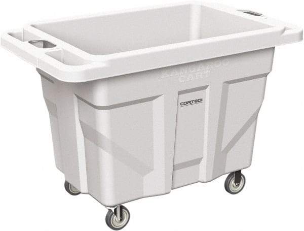 Made in USA - 1,000 Lb Load Capacity, 18.67 Cu Ft, 15 Bushels, 0.67 Cu Yd, Polyethylene Delivery Cart - 53" Wide x 31" Long x 38" High, White - Apex Tool & Supply