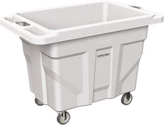 Made in USA - 1,000 Lb Load Capacity, 18.67 Cu Ft, 15 Bushels, 0.67 Cu Yd, Polyethylene Delivery Cart - 53" Wide x 31" Long x 38" High, White - Apex Tool & Supply