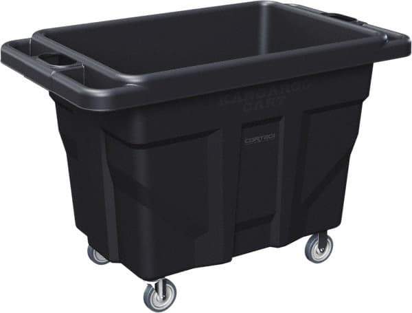 Made in USA - 1,000 Lb Load Capacity, 18.67 Cu Ft, 15 Bushels, 0.67 Cu Yd, Polyethylene Delivery Cart - 53" Wide x 31" Long x 38" High, Black - Apex Tool & Supply