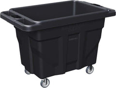 Made in USA - 1,000 Lb Load Capacity, 18.67 Cu Ft, 15 Bushels, 0.67 Cu Yd, Polyethylene Delivery Cart - 53" Wide x 31" Long x 38" High, Black - Apex Tool & Supply
