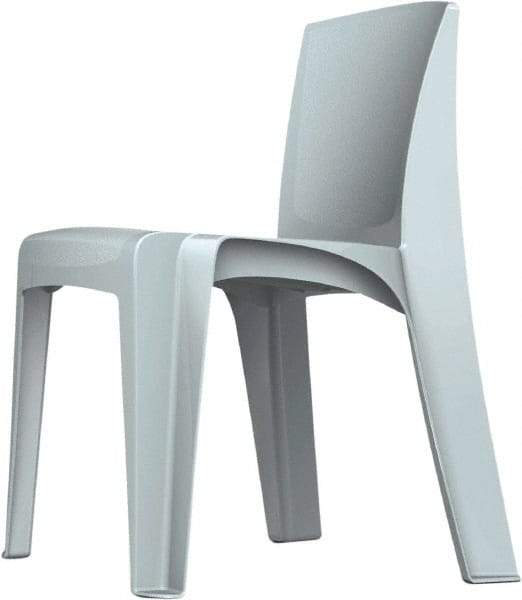 Made in USA - Polyethylene Fog Gray Stacking Chair - Gray Frame, 21" Wide x 21" Deep x 30" High - Apex Tool & Supply