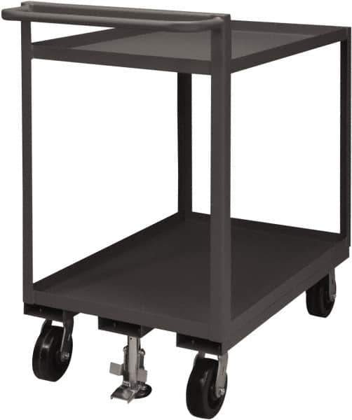 Durham - 1,500 Lb Capacity, 30" Wide x 60" Long x 41-1/16" High Service Cart - 2 Shelf, Steel, 2 Rigid/2 Swivel Casters - Apex Tool & Supply