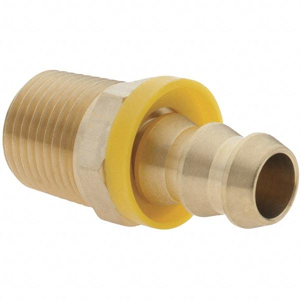 Value Collection - 1/2" ID 1/2 NPTF Barbed Push On Male Connector - Brass - Apex Tool & Supply