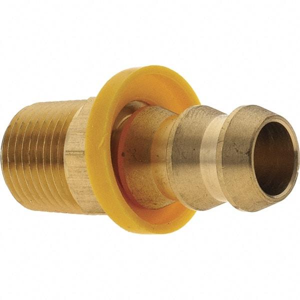 Value Collection - 1/2" ID 3/8 NPTF Barbed Push On Male Connector - Brass - Apex Tool & Supply