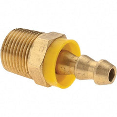 Value Collection - 1/4" ID 3/8 NPTF Barbed Push On Male Connector - Brass - Apex Tool & Supply