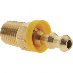 Value Collection - 1/4" ID 1/4 NPTF Barbed Push On Male Connector - Brass - Apex Tool & Supply