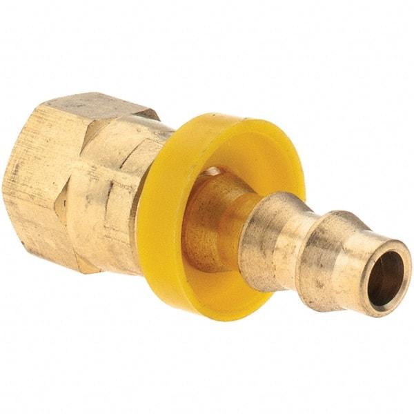 Value Collection - 1/4" ID 7/16 UNF Barbed Push On Female Connector - 1/4" OD, Brass - Apex Tool & Supply