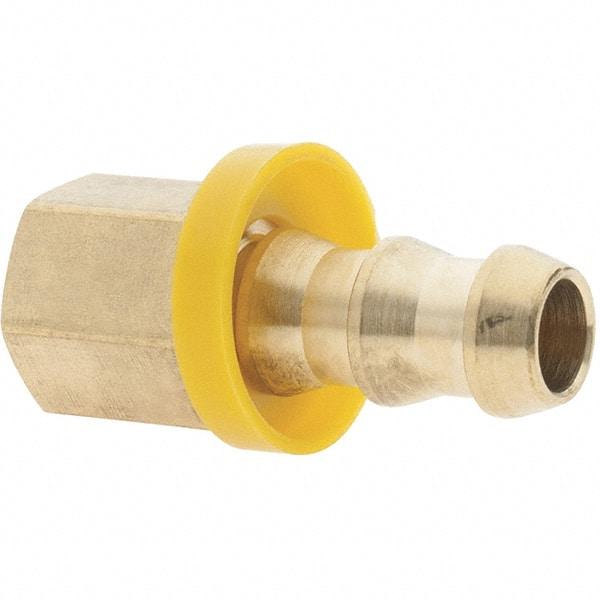Value Collection - 3/8" ID 1/4 NPTF Barbed Push On Female Connector - 3/8" OD, Brass - Apex Tool & Supply