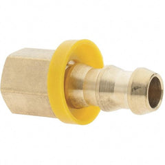 Value Collection - 3/8" ID 1/4 NPTF Barbed Push On Female Connector - 3/8" OD, Brass - Apex Tool & Supply