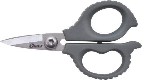 Clauss - 1/2" LOC, 6" OAL Stainless Steel High Leverage Scissors - Ambidextrous, Full Serrated, Glass-Filled Nylon Straight Handle, For Cutting, Kevlar - Apex Tool & Supply