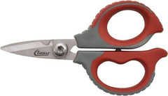 Clauss - 1/2" LOC, 6" OAL Stainless Steel High Leverage Scissors - Ambidextrous, Full Serrated, Glass-Filled Nylon Straight Handle, For Cutting, Electrical Use - Apex Tool & Supply