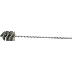 Brush Research Mfg. - 1.175" Diam Helical Stainless Steel Tube Brush - Single Spiral, 0.005" Filament Diam, 1-5/8" Brush Length, 8-1/2" OAL, 0.245" Diam Galvanized Steel Shank - Apex Tool & Supply