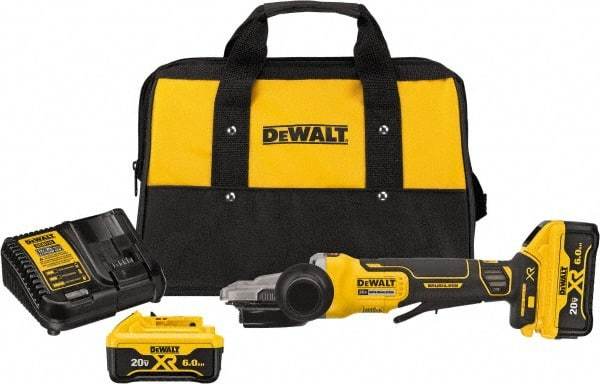 DeWALT - 5" Wheel Diam, 9,000 RPM, Cordless Angle & Disc Grinder - 5/8-11 Spindle, 20 Volts - Apex Tool & Supply