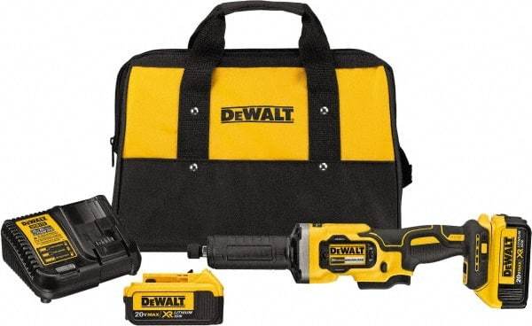 DeWALT - 1-1/2" Wheel Diam, 25,000 RPM, Cordless Angle & Disc Grinder - 1/4-20 Spindle, 20 Volts - Apex Tool & Supply