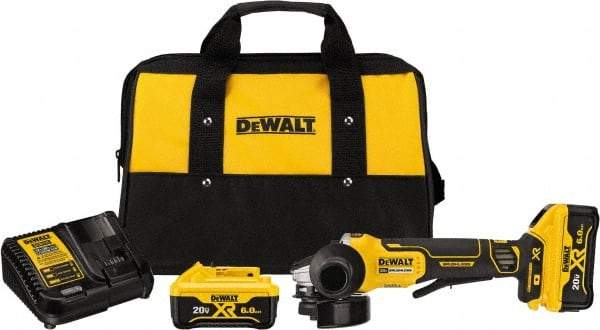 DeWALT - 4-1/2" Wheel Diam, 9,000 RPM, Cordless Angle & Disc Grinder - 5/8-11 Spindle, 20 Volts - Apex Tool & Supply