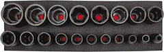 Proto - 19 Piece 1/2" Drive Black Finish Deep Well Socket Set - 6 Points, 3/8" to 1-1/2" Range, Inch Measurement Standard - Apex Tool & Supply