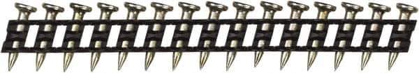 DeWALT - 11 Gauge 0.12" Shank Diam 0.73" Long Concrete Nails for Power Nailers - Steel, Yellow Zinc Finish, Smooth Shank, Angled Stick Plastic Collation, Round Head - Apex Tool & Supply