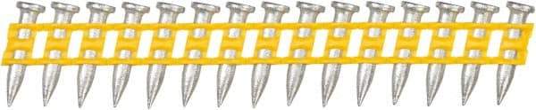 DeWALT - 9 Gauge 0.145" Shank Diam 3/4" Long Concrete Nails for Power Nailers - Steel, Zinc Finish, Smooth Shank, Angled Stick Plastic Collation, Round Head - Apex Tool & Supply