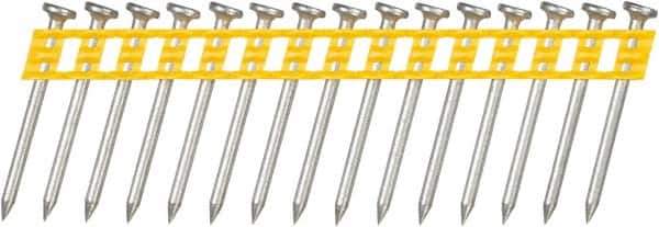 DeWALT - 13 Gauge 0.102" Shank Diam 1-1/2" Long Concrete Nails for Power Nailers - Steel, Zinc Finish, Smooth Shank, Angled Stick Plastic Collation, Round Head - Apex Tool & Supply