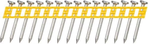 DeWALT - 13 Gauge 0.102" Shank Diam 1-1/4" Long Concrete Nails for Power Nailers - Steel, Zinc Finish, Smooth Shank, Angled Stick Plastic Collation, Round Head - Apex Tool & Supply