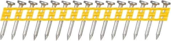 DeWALT - 13 Gauge 0.102" Shank Diam 1" Long Concrete Nails for Power Nailers - Steel, Zinc Finish, Smooth Shank, Angled Stick Plastic Collation, Round Head - Apex Tool & Supply