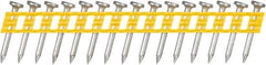 DeWALT - 13 Gauge 0.102" Shank Diam 1" Long Concrete Nails for Power Nailers - Steel, Zinc Finish, Smooth Shank, Angled Stick Plastic Collation, Round Head - Apex Tool & Supply